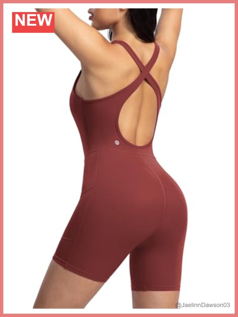 Womens Workout Jumpsuit One Piece Backless Romper Pockets Sleeveless